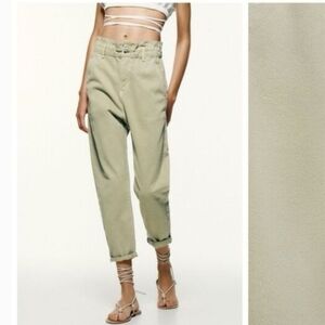 Zara Paperbag Waist High Rise Baggy Jeans